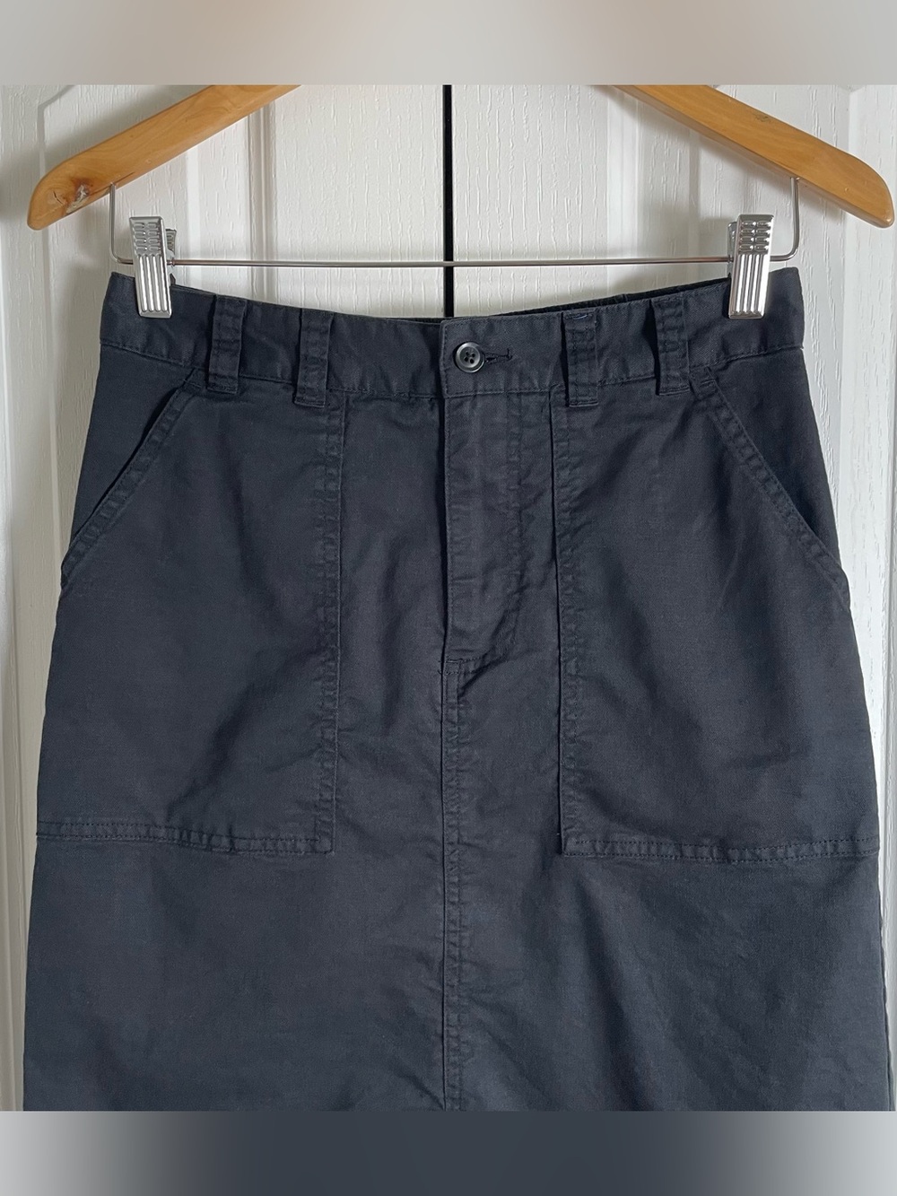 A New Day Surplus Utility Maxi Skirt Women’s S Black Split Cotton Elastic Waist - Picture 2 of 15